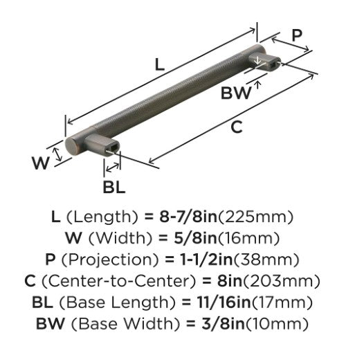 Bronx Zinc & Stainless Steel Oil Rubbed Bronze Cabinet Pull 12