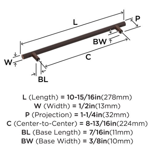 Caliber Zinc Oil Rubbed Bronze Cabinet Pull 14
