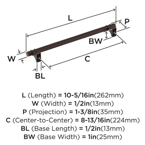 Davenport Zinc Oil Rubbed Bronze Cabinet Pull 13