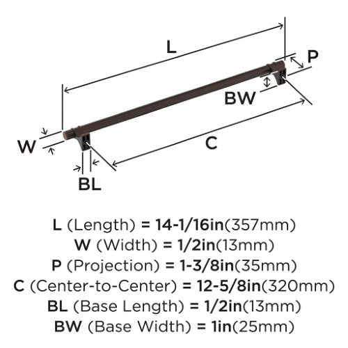 Davenport Zinc Oil Rubbed Bronze Cabinet Pull 15