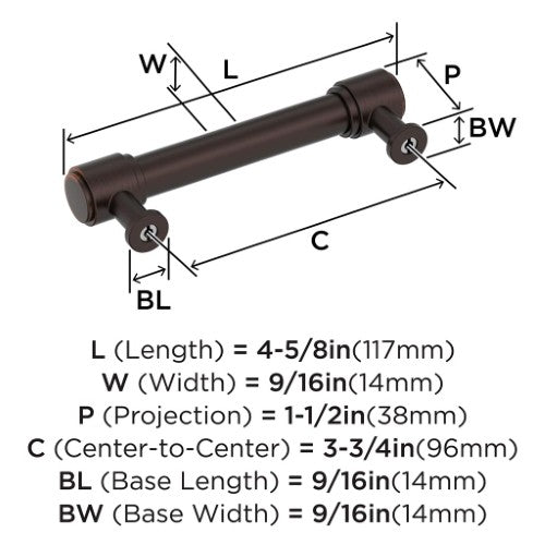 Faircrest Zinc & Steel Oil Rubbed Bronze Cabinet Pull 12