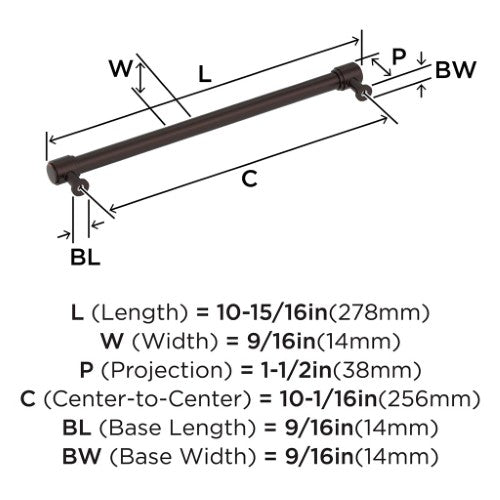 Faircrest Zinc & Steel Oil Rubbed Bronze Cabinet Pull 9