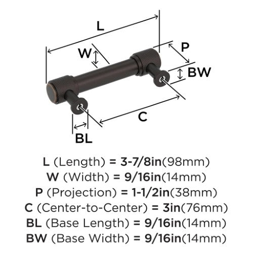 Faraday Zinc Oil Rubbed Bronze Cabinet Pull 11