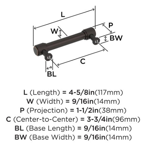Faraday Zinc Oil Rubbed Bronze Cabinet Pull 12