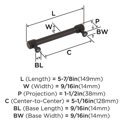 Farewind Zinc Oil Rubbed Bronze Cabinet Pull 13