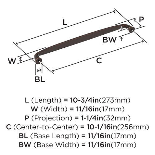 Kane Zinc Oil Rubbed Bronze Cabinet Pull 13