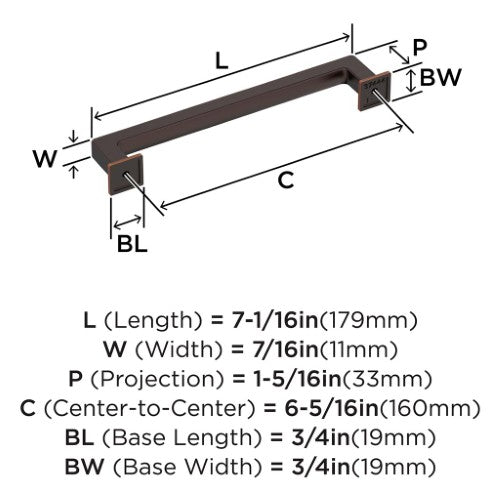 Lintel Zinc Oil Rubbed Bronze Cabinet Pull 14