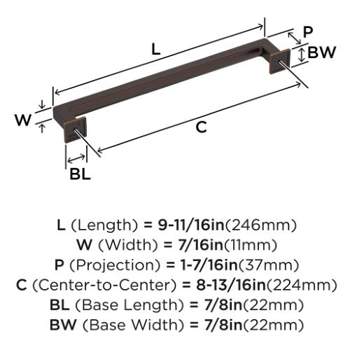 Lintel Zinc Oil Rubbed Bronze Cabinet Pull 16