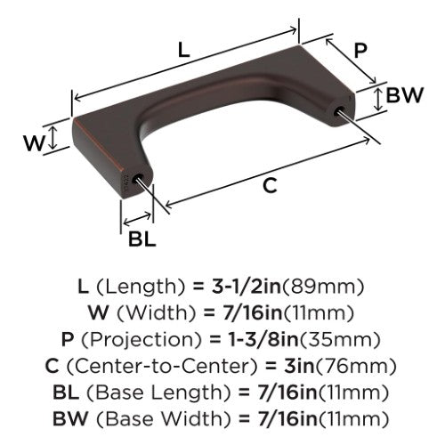 Merced Zinc Oil Rubbed Bronze Cabinet Pull 11