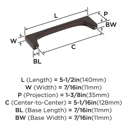 Merced Zinc Oil Rubbed Bronze Cabinet Pull 13