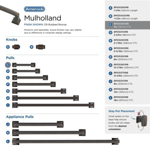 Mulholland Zinc Oil Rubbed Bronze Cabinet Pull 30