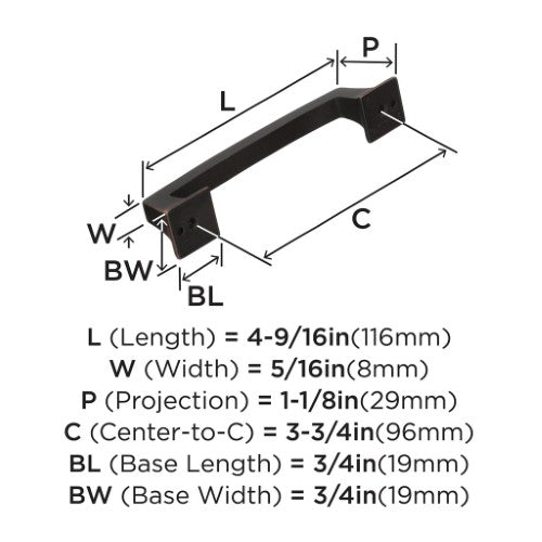 Mulholland Zinc Oil Rubbed Bronze Cabinet Pull 9