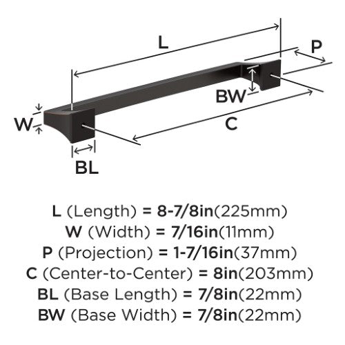 Mulholland Zinc Oil Rubbed Bronze Cabinet Pull 12