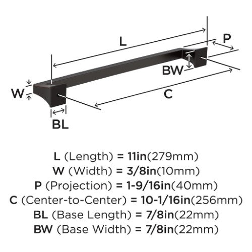 Mulholland Zinc Oil Rubbed Bronze Cabinet Pull 13