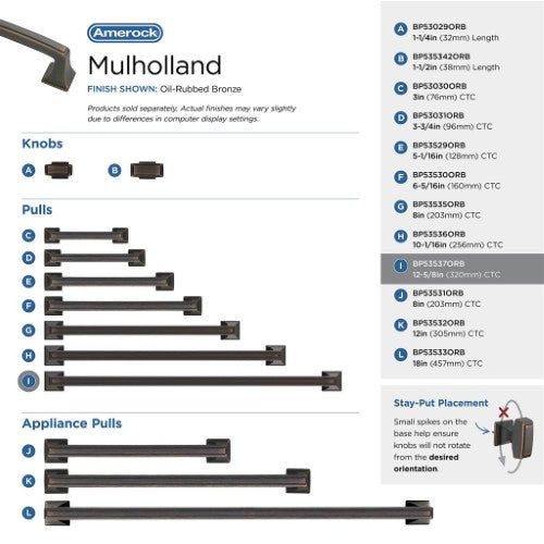 Mulholland Zinc Oil Rubbed Bronze Cabinet Pull 40