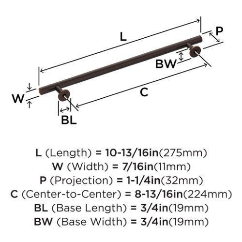 Radius Stainless Steel Oil Rubbed Bronze Cabinet Pull 16