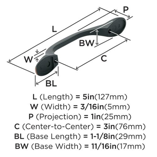 Ravino Zinc Oil Rubbed Bronze Cabinet Pull 5