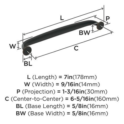 Renown Zinc Oil Rubbed Bronze Cabinet Pull 12