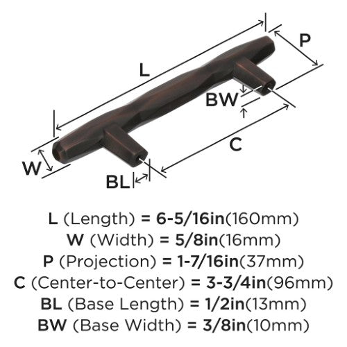 St. Vincent Zinc Oil Rubbed Bronze Cabinet Pull 8