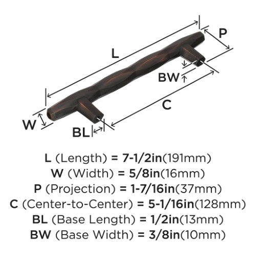 St. Vincent Zinc Oil Rubbed Bronze Cabinet Pull 9