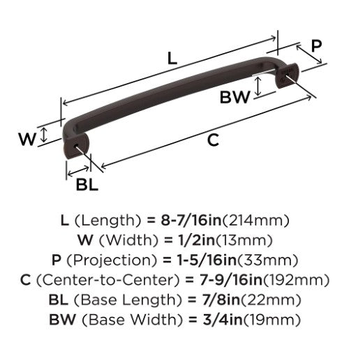 Surpass Zinc Oil Rubbed Bronze Cabinet Pull 13