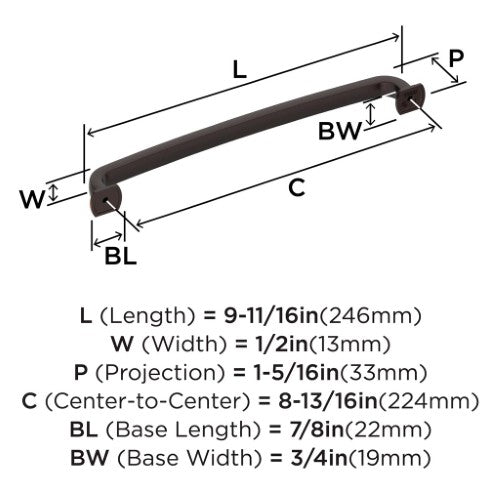 Surpass Zinc Oil Rubbed Bronze Cabinet Pull 14