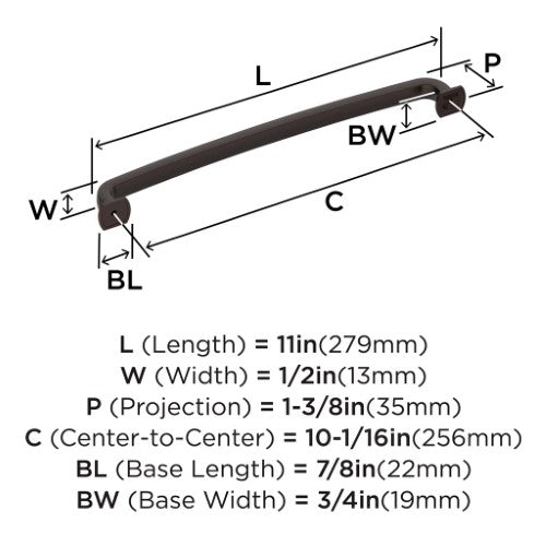 Surpass Zinc Oil Rubbed Bronze Cabinet Pull 15