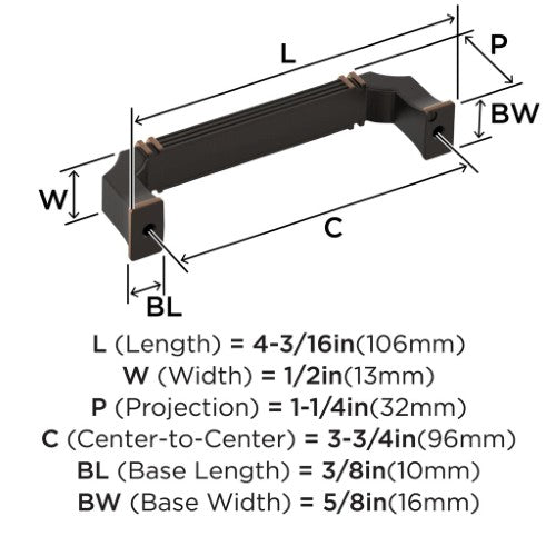 Townsend Zinc Oil Rubbed Bronze Cabinet Pull 8