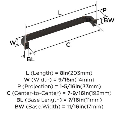 Townsend Zinc Oil Rubbed Bronze Cabinet Pull 11