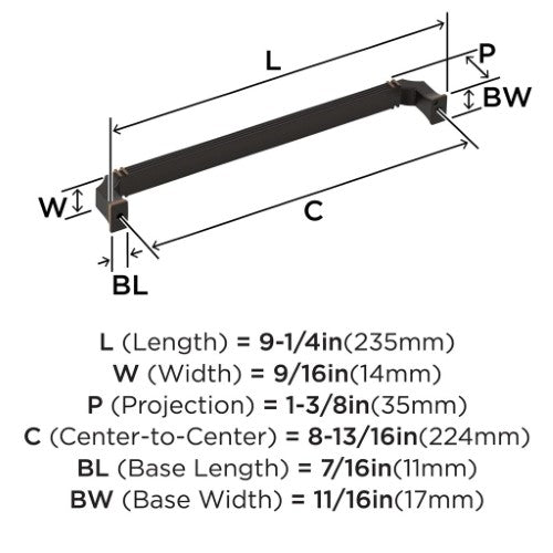 Townsend Zinc Oil Rubbed Bronze Cabinet Pull 12