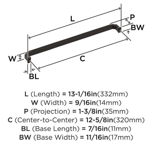 Townsend Zinc Oil Rubbed Bronze Cabinet Pull 14