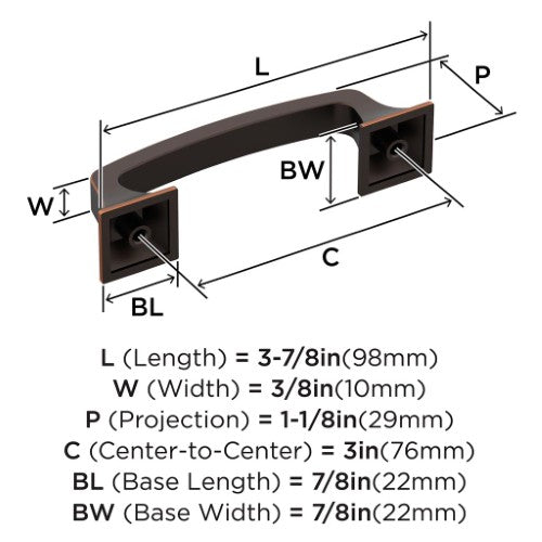 Ville Zinc Oil Rubbed Bronze Cabinet Pull 5