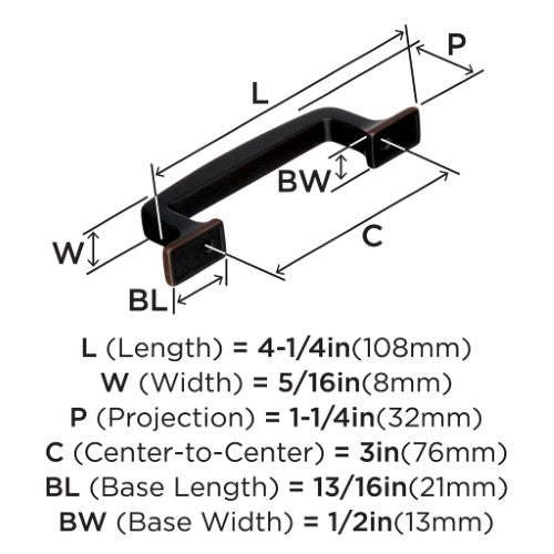 Westerly Zinc Oil Rubbed Bronze Cabinet Pull 9