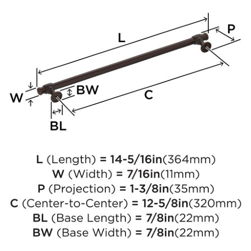 Winsome Zinc Oil Rubbed Bronze Cabinet Pull 16