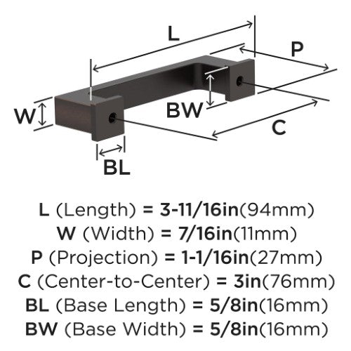 Bridgeport Zinc Oil Rubbed Bronze Cabinet Pull 5