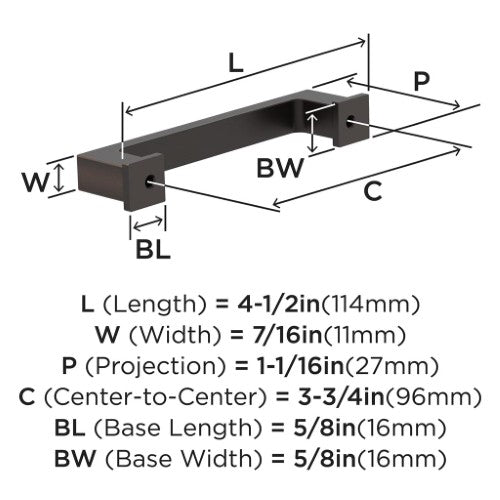 Bridgeport Zinc Oil Rubbed Bronze Cabinet Pull 6