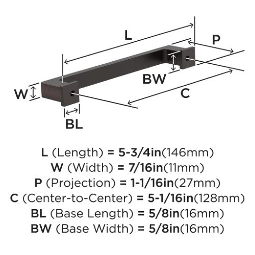 Bridgeport Zinc Oil Rubbed Bronze Cabinet Pull 7