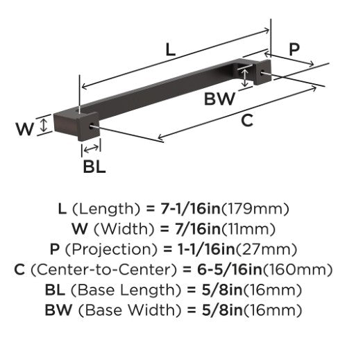 Bridgeport Zinc Oil Rubbed Bronze Cabinet Pull 8