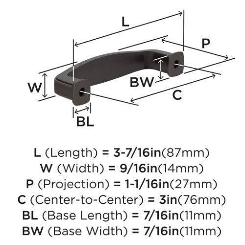 Franklin Zinc Oil Rubbed Bronze Cabinet Pull 5