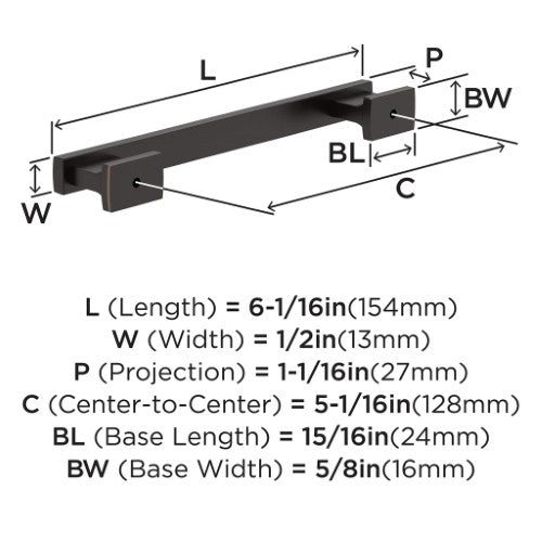 Triomphe Zinc Oil Rubbed Bronze Cabinet Pull 7