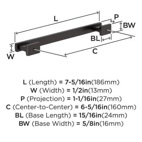Triomphe Zinc Oil Rubbed Bronze Cabinet Pull 8
