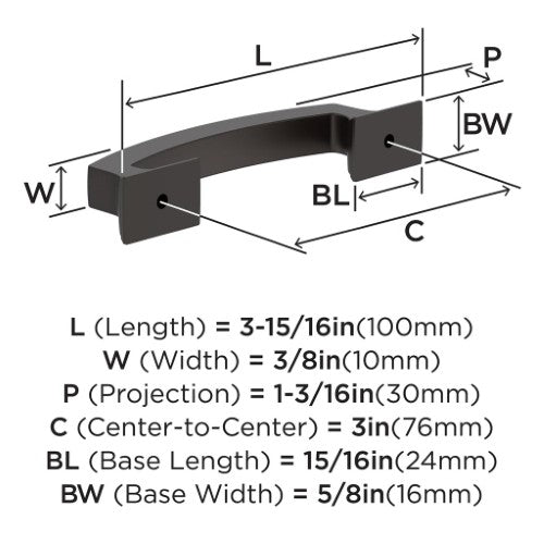 Incisive Zinc Oil Rubbed Bronze Cabinet Pull 5