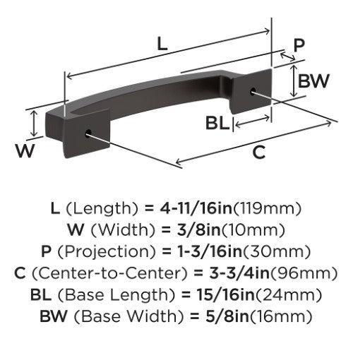 Incisive Zinc Oil Rubbed Bronze Cabinet Pull 6