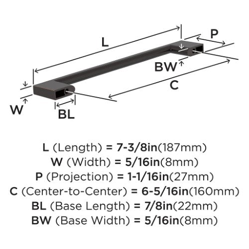 Cityscape Zinc Oil Rubbed Bronze Cabinet Pull 10