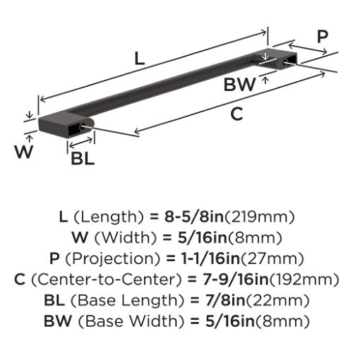 Cityscape Zinc Oil Rubbed Bronze Cabinet Pull 11