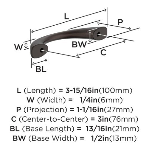 Vaile Zinc Oil Rubbed Bronze Cabinet Pull 6