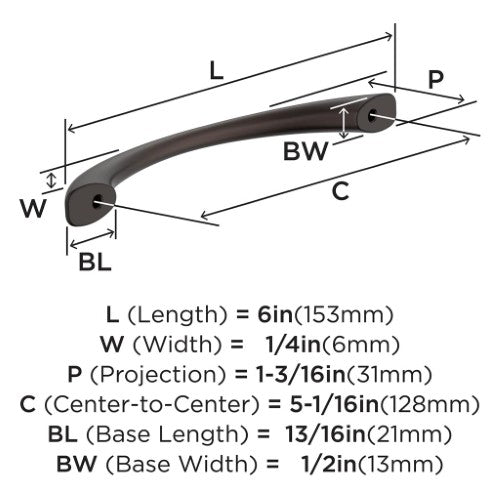 Vaile Zinc Oil Rubbed Bronze Cabinet Pull 7