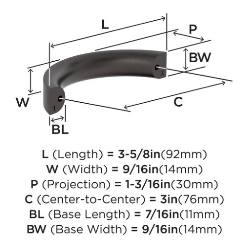 Parabolic Zinc Oil Rubbed Bronze Cabinet Pull 5