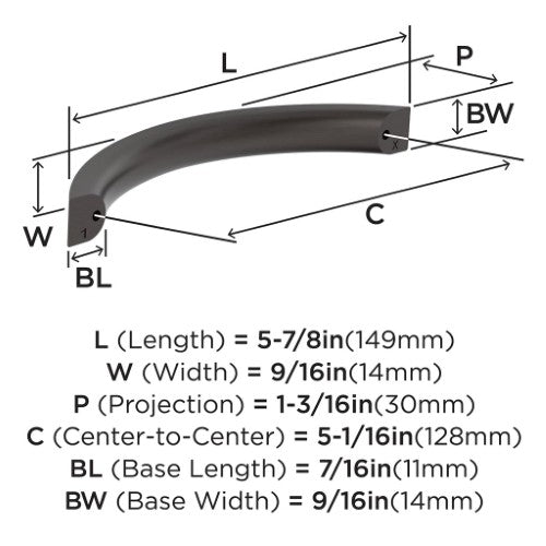 Parabolic Zinc Oil Rubbed Bronze Cabinet Pull 7