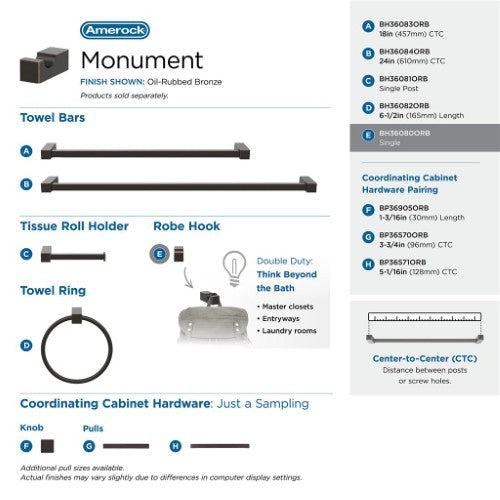 Monument Zinc Oil Rubbed Bronze Hook 6